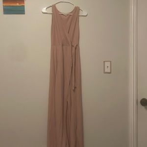 Pink long slit pink dress